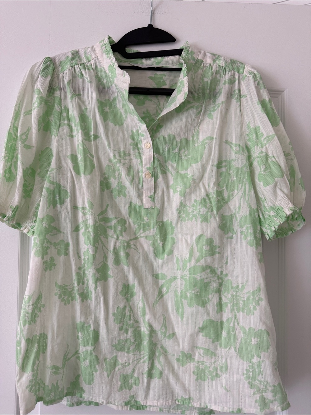 Lucky Brand White Tunic with Mint Green Floral Print
